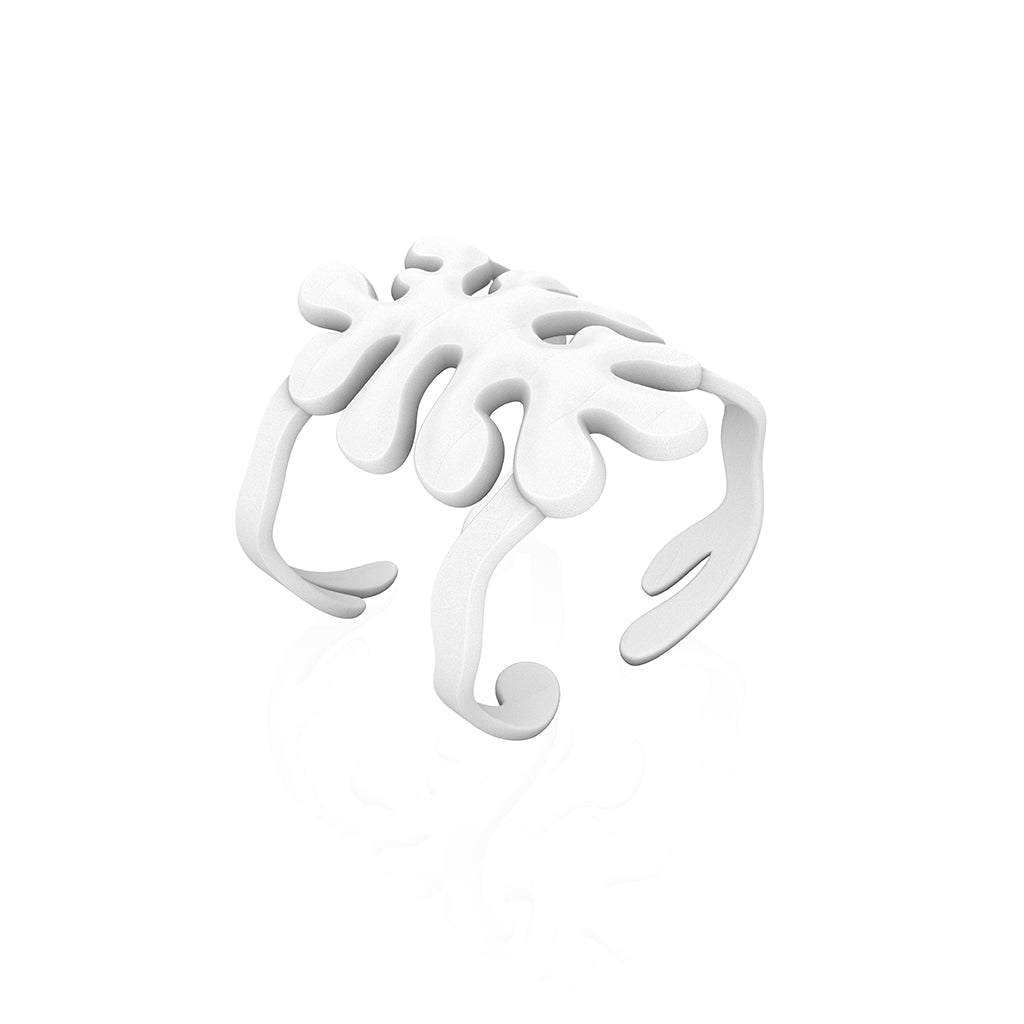 MATISSE puffy CUFF bracelet  COLOR:  WHITE   2.75" wide  MATERIAL:  Nylon  ARTIST:  Ree Gallagher