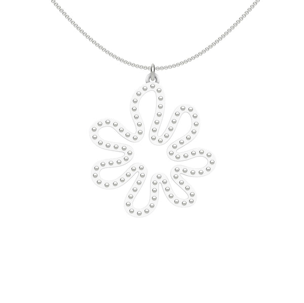 MATISSE.cutout  CORAL pendant  STYLE:  2  with sterling studs along shape  COLOR:  white    MATERIAL:  3D printed Nylon  ARTIST:  Ree Gallagher, USA