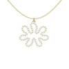 MATISSE.cutout  CORAL pendant  STYLE:  3 , oriented horizontally with 14/20 goldfill studs along shape  COLOR:   white    MATERIAL:  3D printed Nylon  ARTIST:  Ree Gallagher, USA