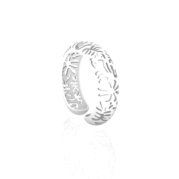 CORAL cutout CUFF bracelet inspired by artist Henri Matisse.  Color is  WHITE.  Measures 3/4 of inches wide.  ONE SIZE fits most .  Made of lightweight nylon