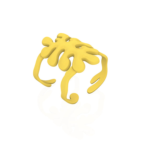 MATISSE puffy CUFF bracelet  COLOR:  YELLOW  2.75" wide  MATERIAL:  Nylon  ARTIST:  Ree Gallagher