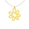 MATISSE.cutout  CORAL pendant  STYLE:  2  with 14/20 goldfill studs along shape  COLOR:  yellow    MATERIAL:  3D printed Nylon  ARTIST:  Ree Gallagher, USA