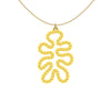 MATISSE.cutout  CORAL pendant  STYLE:  4 , funky vertical shape  with 14/20 goldfill studs along shape  COLOR:   yellow    MATERIAL:  3D printed Nylon  ARTIST:  Ree Gallagher, USA