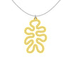 MATISSE.cutout  CORAL pendant  STYLE:  4 , funky vertical shape  with sterling  studs along shape  COLOR:   yellow    MATERIAL:  3D printed Nylon  ARTIST:  Ree Gallagher, USA