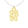 MATISSE.cutout  CORAL pendant  STYLE:  4 , funky vertical shape  with sterling  studs along shape  COLOR:   yellow    MATERIAL:  3D printed Nylon  ARTIST:  Ree Gallagher, USA