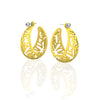 MATISSE inspired  YELLOW,  CORAL CUTOUT HOOP earrings.  SIZE:  MED, 1.25 inch diameter.  Material:  Nylon   Posts:  sterling or 14/20 goldfill, ARTIST:  Ree Gallagher